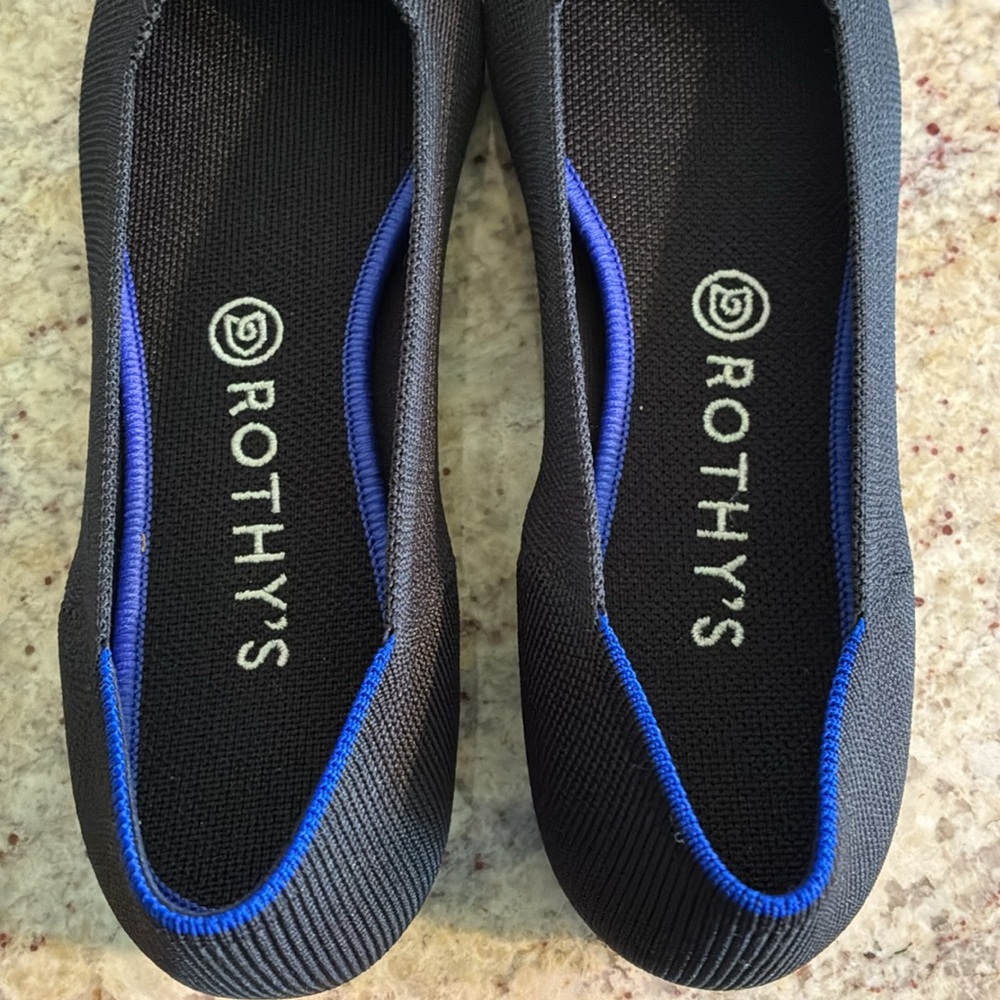 Rothy's Black Flats with Blue Accents. New without tags - Picture 4 of 16